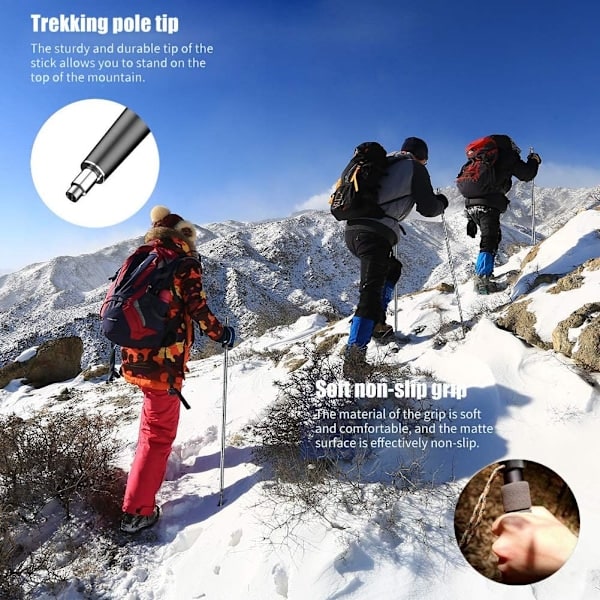 Vandrestave Teleskopstave Vandrestave Multifunktionel Foldbar Skovl, Skistave Aluminiumlegering Udendørs Vandring Camping