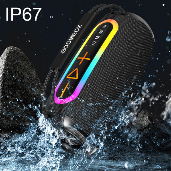 Bärbar Bluetooth-högtalare, IP7 Vattentät Trådlös Högtalare Högt Stereoljud, FM-radio, RGB-lampor, Djup bas, 100ft Bluetooth-räckvidd - Blå