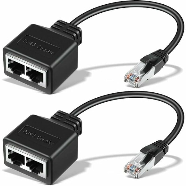 RJ45 Ethernetkabel 2 st nätverksadapter Ethernet-delare Ethernet-förlängningsadapter Dubbel nätverksdelare Passar Cat5 Cat5e Cat6 Cat7...