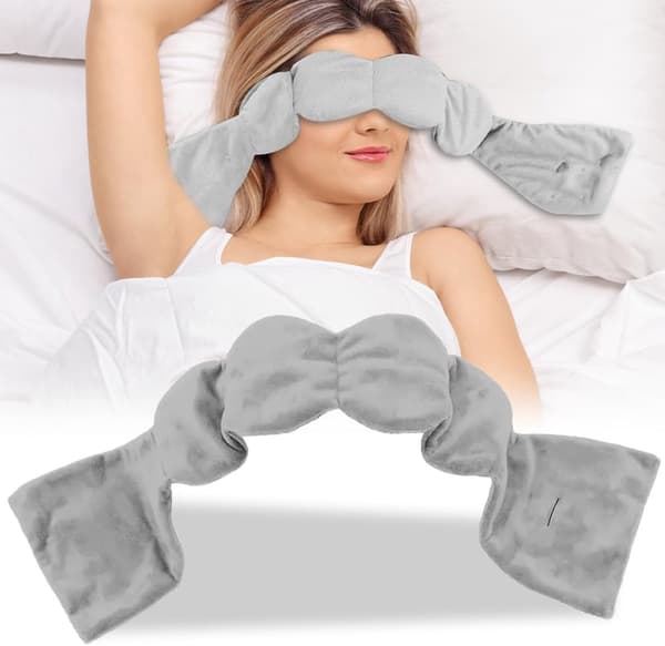Tyngde-søvnmaske (grå), 70 cm, hudvennlig stoff, lyd- og lystett for bedre søvn.