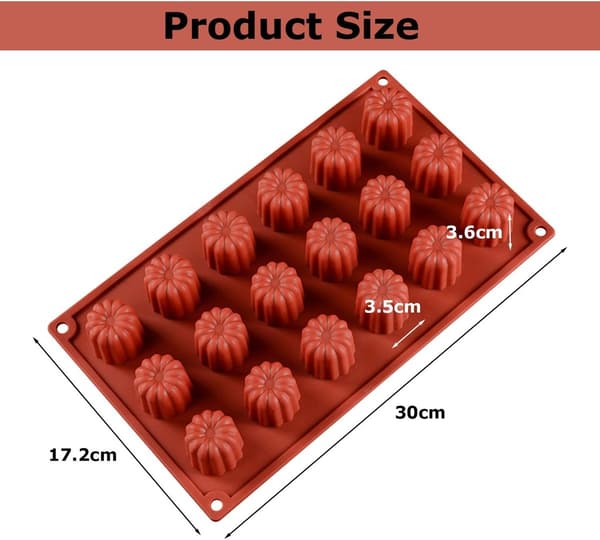 18 X Silikon Mini Cannelé Form - Canele Bakform - Silikon Bakform - Diameter 3,5 mm - Non-stick - Canele Formar - Cannelé Muffin Formar