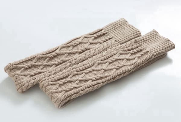 Damstickade termiska överknästrumpor, 75 cm, vinterkängstrumpor, beige