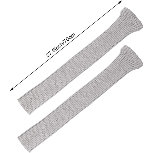 2 Par Lange Vinter Beinstøtter for Kvinner - Stilig Heklet Mansjetter for Jenter, Strikket Beskyttelse for Støvler, Grå og Svart Gray + black