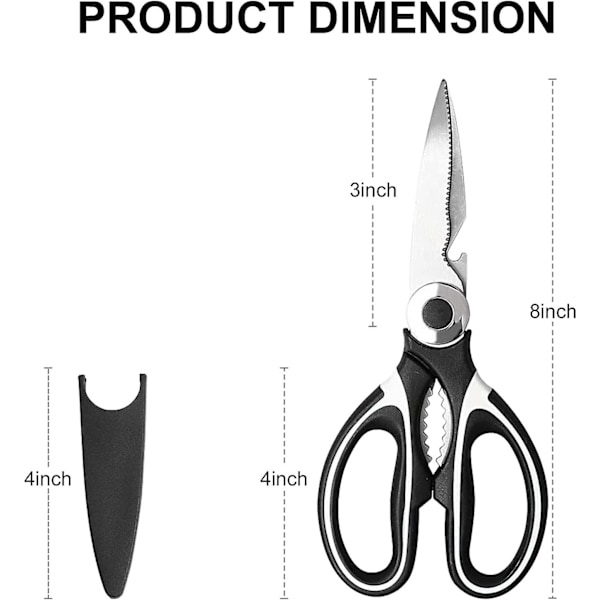 Multifunktionel stærk saks til køkken med låg Fjerkræ, fisk, kød, ben - Perfekt
