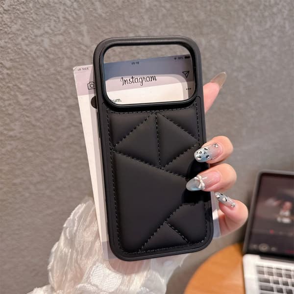 Lämplig för iPhone 17 mobilskal, anti-fall triangel läderfodral