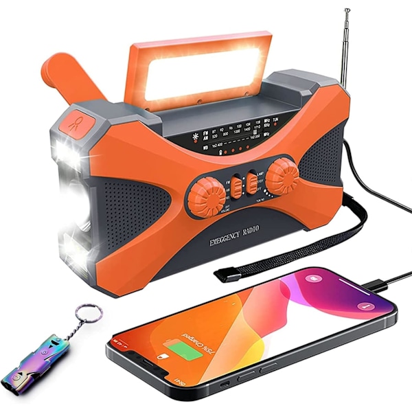 1st Bärbar 10000mAh AM FM-radio med telefonladdare, IPX5 Vattentät Bluetooth-högtalare med ficklampa och läslampa