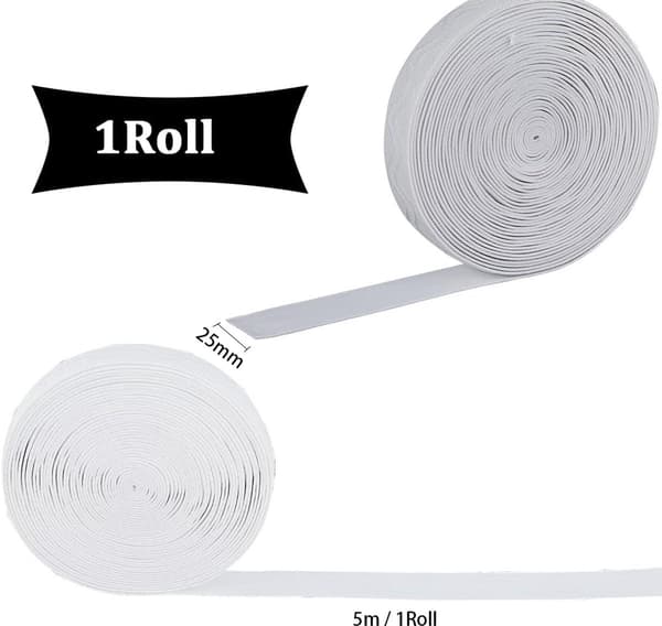 Elastisk 25mm Platt Flätad Midjeband Vit Elastisk Band 5 Meter Robust Directoire Kläder Hobby Hantverk Sömnad Elastisk Halkfri Silikon För