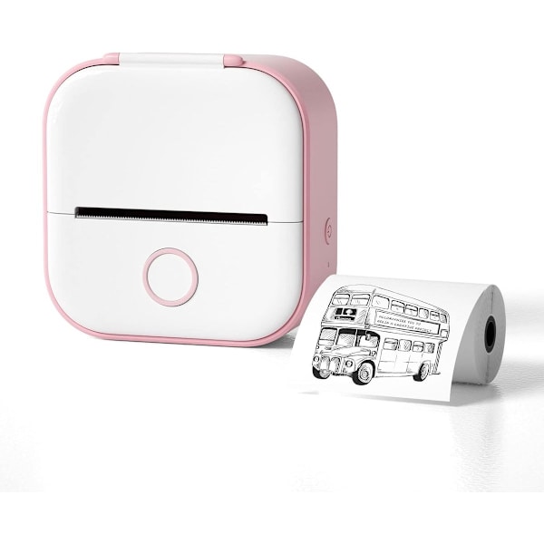 Klistermærkeprinter, Mini Printer, Label Printer Klistermærker/Blækfri Printer Bluetooth/Håndholdt Printer Bærbar Mini Printer Farve, Klistermærkeprinter, Pink