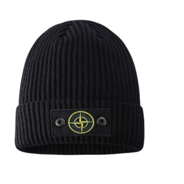 Stone Island Hat Lämmin Paksu Pipo Rypistetty Venyvä Pipo Pipo (Musta)