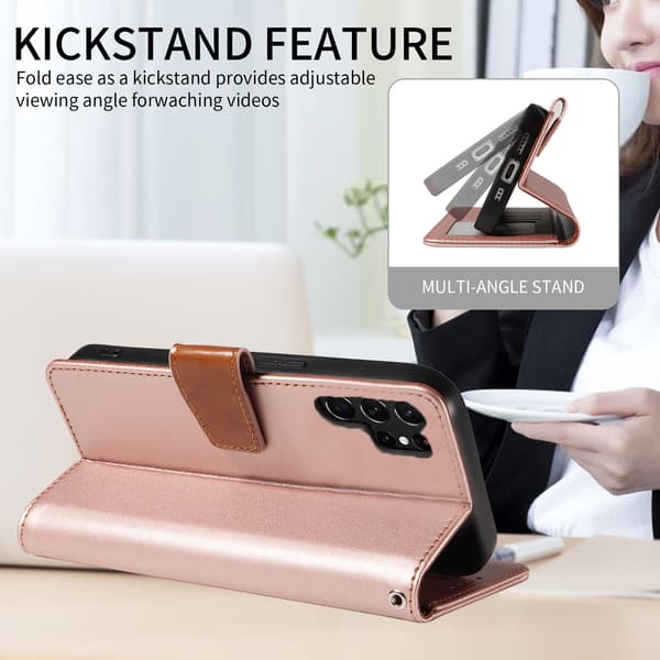Samsung A12 mobilskal med snodd, vikbart mobilskal (rosa guld Samsung A12)