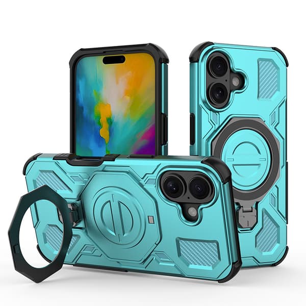 iPhone 16 Pro -puhelinkotelo 360° jalustalla, vihreä