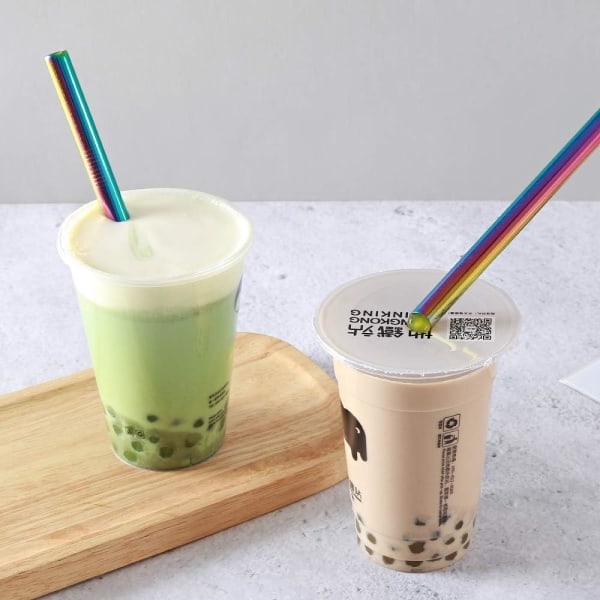 6 stk gjenbrukbare Boba-sugerør Smoothie-sugerør, 0,5\" brede i rustfritt stål