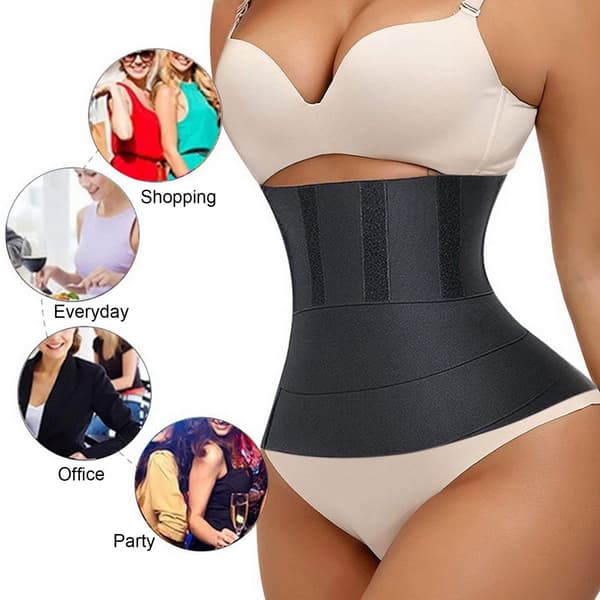 Justerbart elastisk magekontrollbelte, 3 meter langt, for forming og løfting av midje og rumpe, unisex, svart.