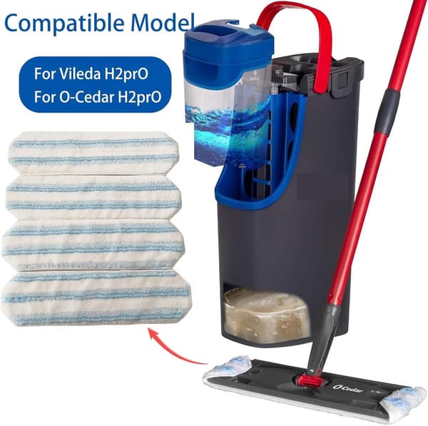 3 arkstørrelse - Mikrofibermoppematte for Vileda H2PrO - Hvit - 40,5*11 cm