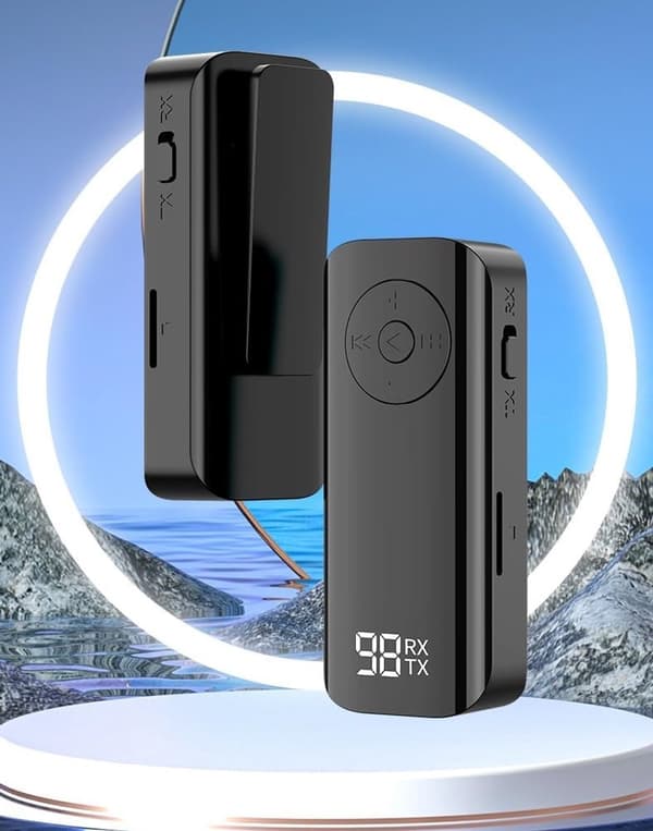 Bluetooth-senderstik Bluetooth-adapter 2-i-1 Bluetooth 5.3-sender og -modtagerstik 3,5 mm med display og reversclipsdesign