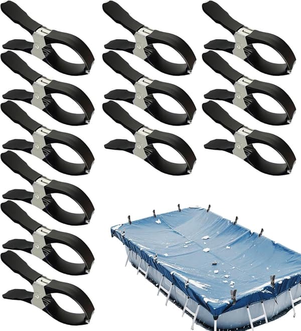 Poolklämmor - Överdragsklämmor - Poolöverdrag - Rostfritt stål - 12-pack - Silver