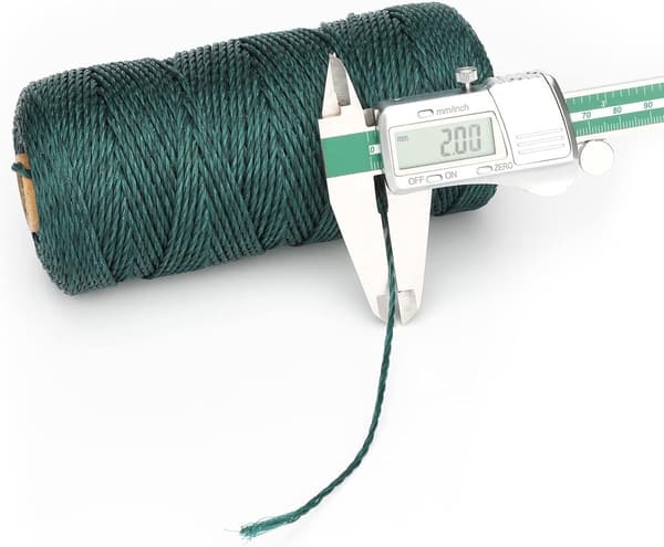 Grøn nylonsnor, 100 meter, 2 mm tyk, til havearbejde, camping og håndlavet binding.