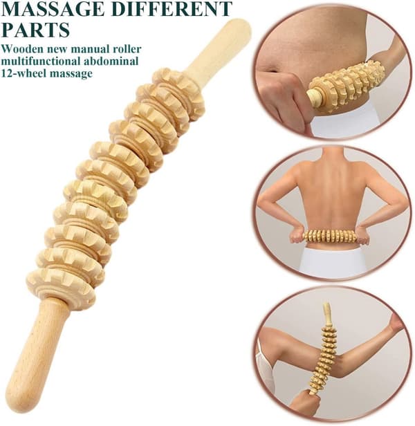 Massage Roller i Træ til Muskelafslapning og Kropsformning