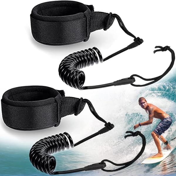 Surfbräda benrep, 10 fot, 5 mm elastiskt, 2-pack, säkerhetsrep för paddelbräda