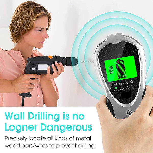 Kabel Finder Vægscanner Detektor 4 i 1 Multifunktionel med LCD Display Lydalarm Metaldetektor Kabel Finder Kabel Finder til Strøm