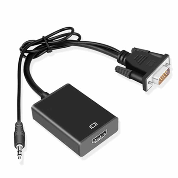 VGA-hane till HDMI-hona adapterkabel, 1080P HD-utgång + ljud, TV, AV, HDTV