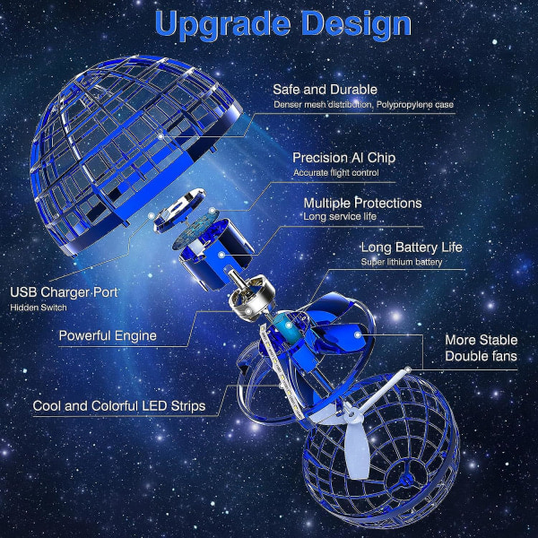 Flygande Orb Ball, 2023 Uppgraderad Flygande Boll Leksak, Handkontrollerad Boomerang Hover Ball, Flygande Spinner med Oändliga Trick, Cool Leksak Pres...