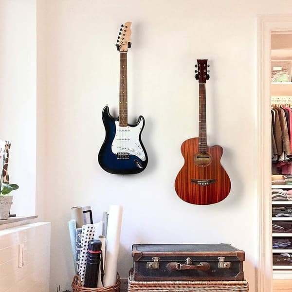 2-pack metallgitarr väggfäste med skyddande svamp, lämplig för alla gitarrhuvuden/elgitarrer/ukeleles/banjo/basgitarrer, röd-brons