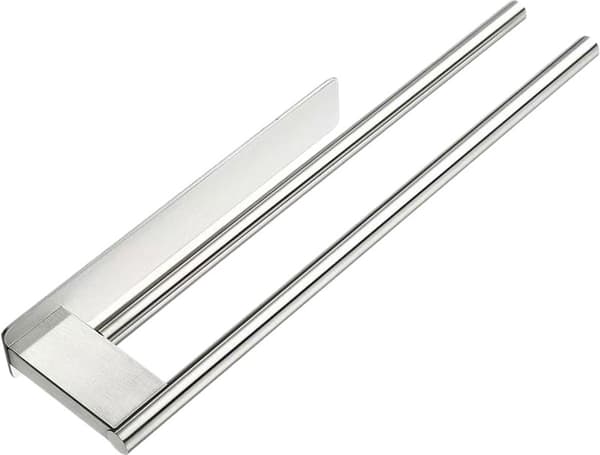 Håndklædeholder uden boring - Sort - Mat håndklædeholder - Dobbelt lag, 39 cm