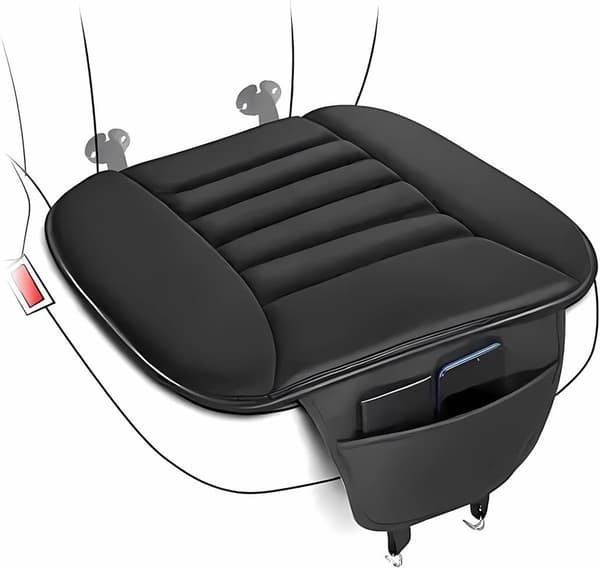Bilbarnstolskudde - Med förvaringsfack - Memory foam - Svart