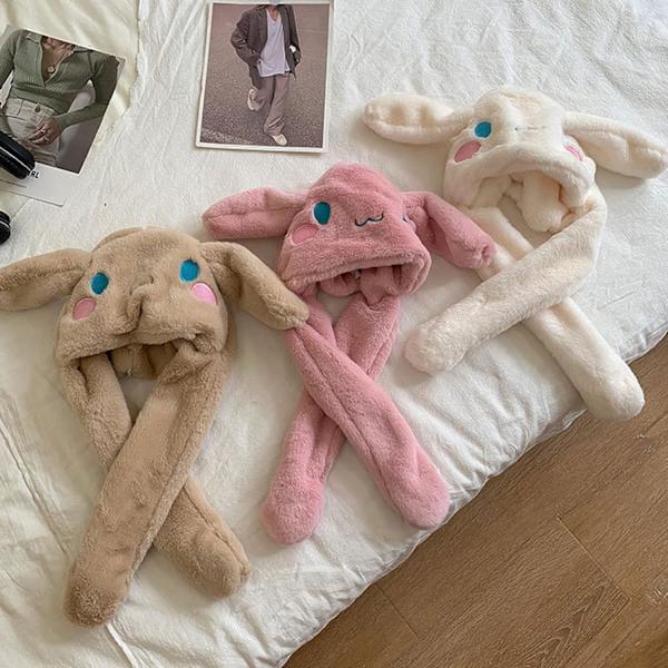 Anime Hvid Hundøre Bevægelig Hoppedødder Blød Beanie Hue Varm Vinter Hovedbeklædning Søde Huer Til Kvinder A a