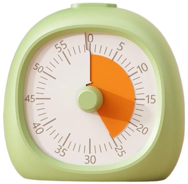 Visuell Timer - Timer - 9x9,5 cm - Oppladbar - Studietimer for Barn og Voksne - ADHD Timer - Kjøkkentimer - Magnetisk - Grønn og Oransje