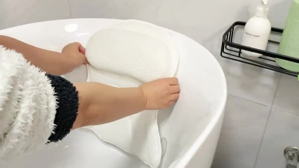 Badekarpute, 4D nettingstoff, 6 sugekopper, støtte for hode og nakke i spa, grå.