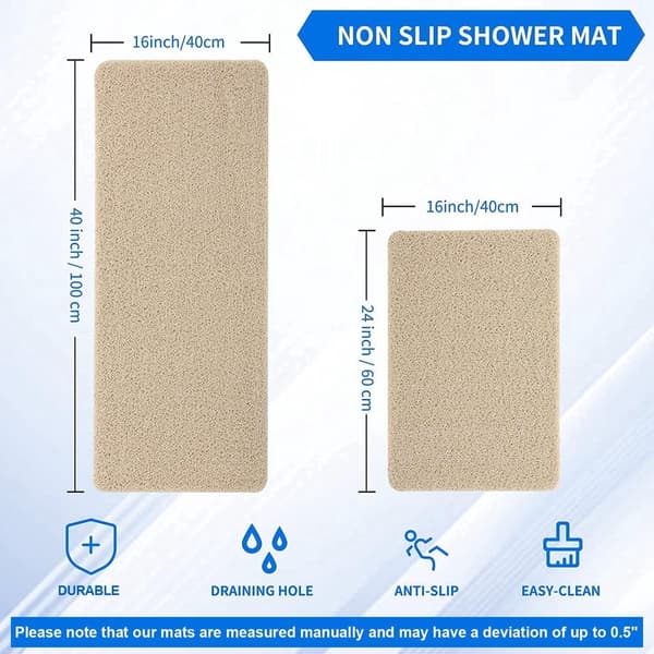 Halkfri duschmatta 40 x 60 cm - Halkfri matta - Beige