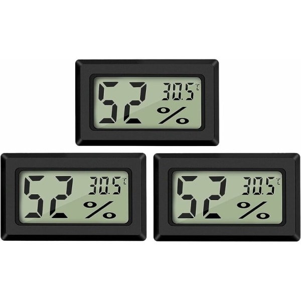 3 stk. Mini LCD Digital Termometer - Temperatur- og Luftfugtighedsmåler til Hjem og Kontor