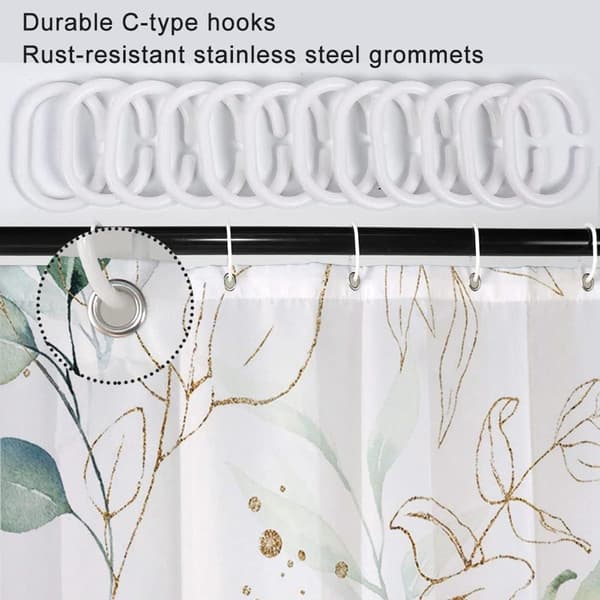 Duschdraperi Anti-Mögel, 120*180cm Vattentätt Polyester Duschdraperi, Eucalyptus Duschdraperi, Med Ringar, Badrumsavdelare, Sovrum