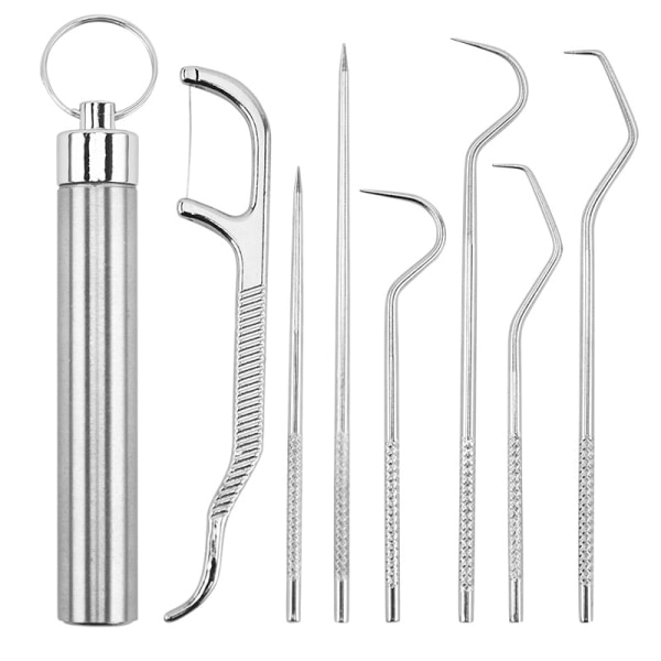 7-Piece Titanium Metal Toothpick Set, Rust-Resistant Reusable Toothpicks with Case