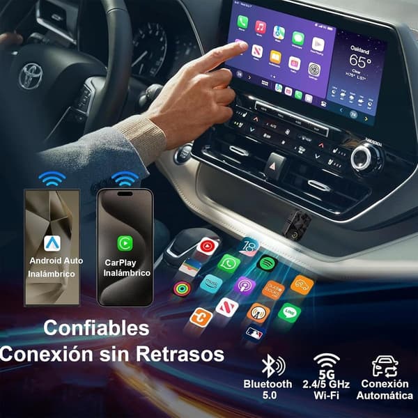 Trådløs CarPlay-adapter, plug and play, kompatibel med iPhone/Android, null forsinkelse.