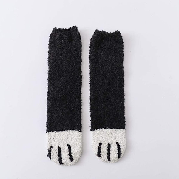 Fluffy katt-sokker med kattepote-design, 6 par