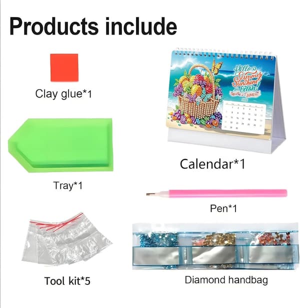 5D Diamantmaleri Bordkalender, 2026 Udgave, Desktop Design DIY Håndværkspynt, Stil B