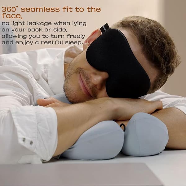 3D sovemaske for sidesovere, pustende og trykkfri, unisex, grå.