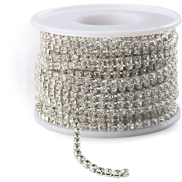 10 meter 2,8 mm kristall smycken diamant kant med kristaller hantverk strass kedja, silver strass för smyckestillverkning, bälte, klänning