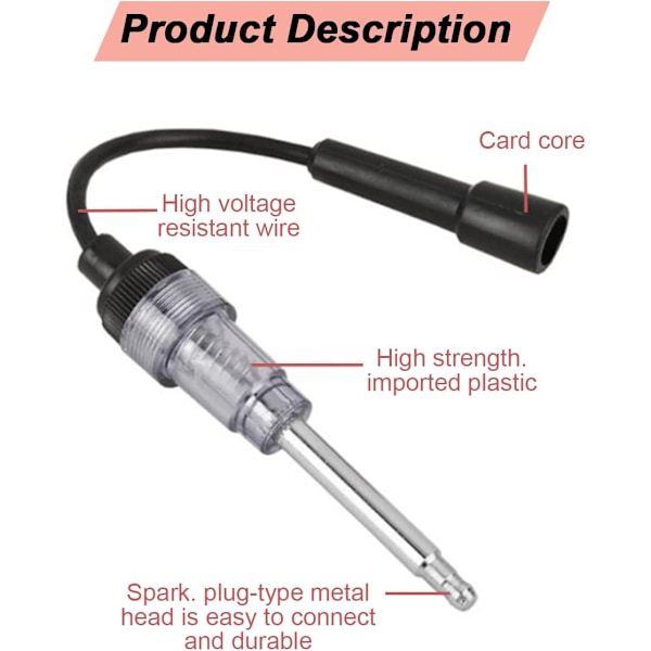 Inline-tändstifts Testare, Rak Slutstycke Motor Tändning Diagnostiskt Verktyg för Bil, Gräsklippare, Motorcykel, Inre/Yttre Motorer
