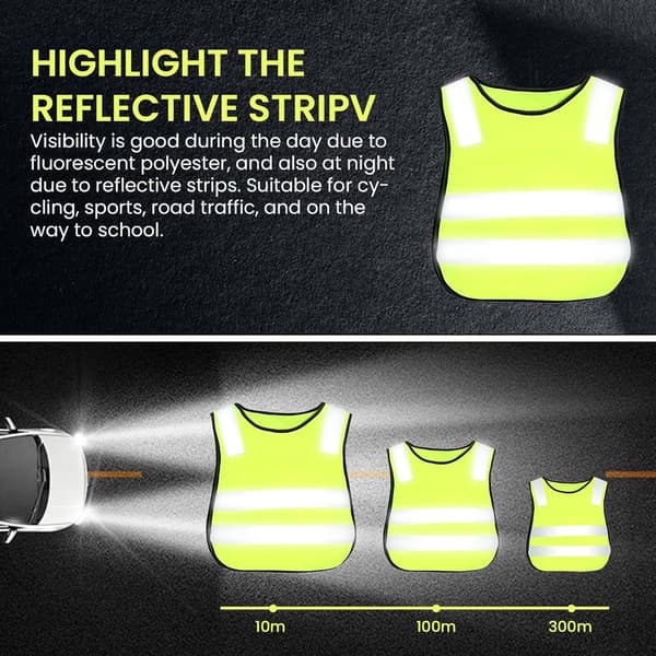 Barnsäkerhetsväst - 2-pack - Högfluorescerande barnväst - Reflexväst - Gul