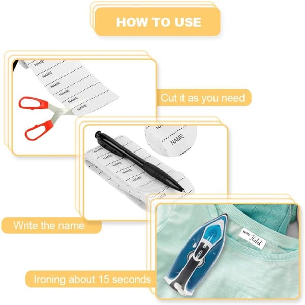 ING 100 Skrivbare Strykelapper - Hvite Lapper - Personlige Kleslapper