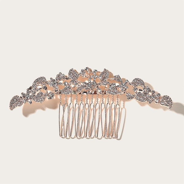 Rhinestone Hair Comb with Romantic Design Lightweight Durable Long Lasting Comfortable to Wear Rose Gold