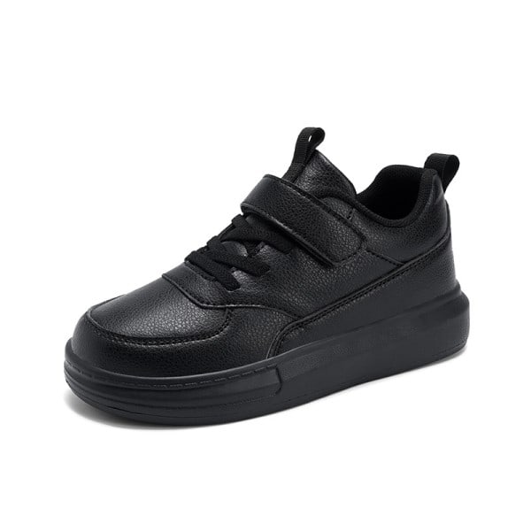 Drenge Ensfarvede Skatersko Snørebånd Komfortable Skridsikre Street Style Sneakers til Alle Årstider Udendørs Træningsaktiviteter Sort 34