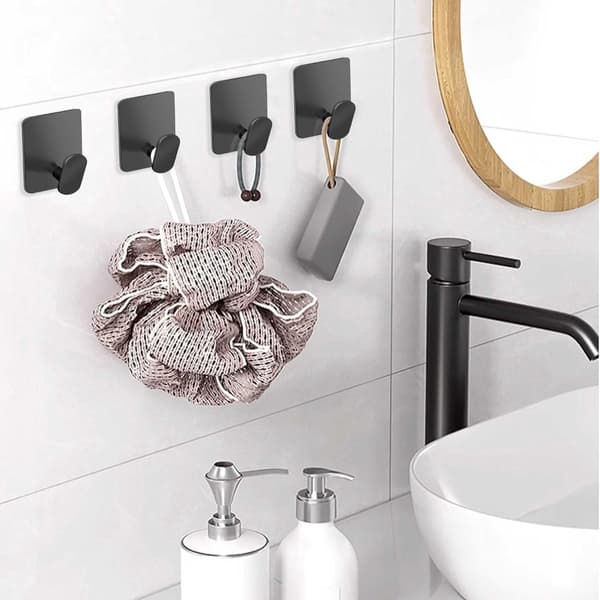 ING 4-pack koukkuja - takkien ripustamiseen - 4 mustaa pyyhekoukkua