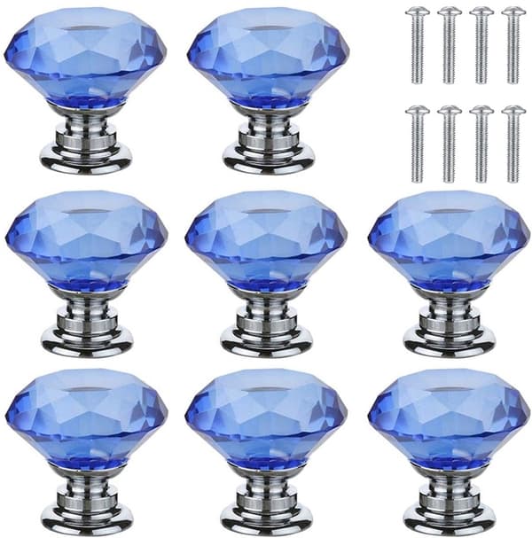 ING 8 runde skabsknapper - 30 mm diameter - skabsknapper - møbelknapper - (blå)