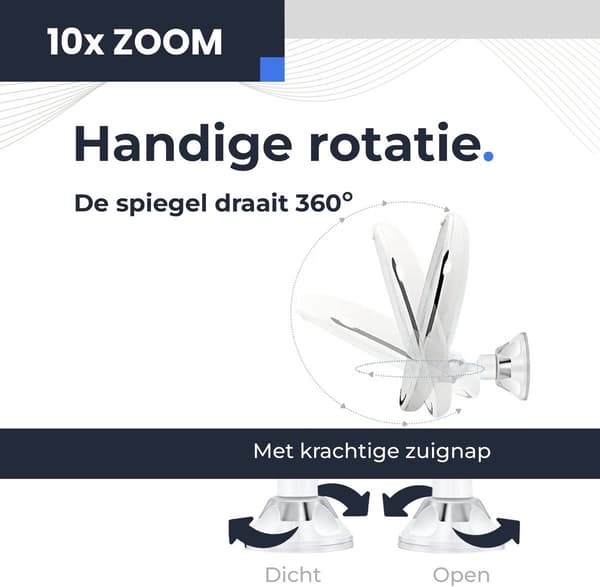 10x LED-sminkspegel med sugpropp, 1 st, badrum/sminkbord
