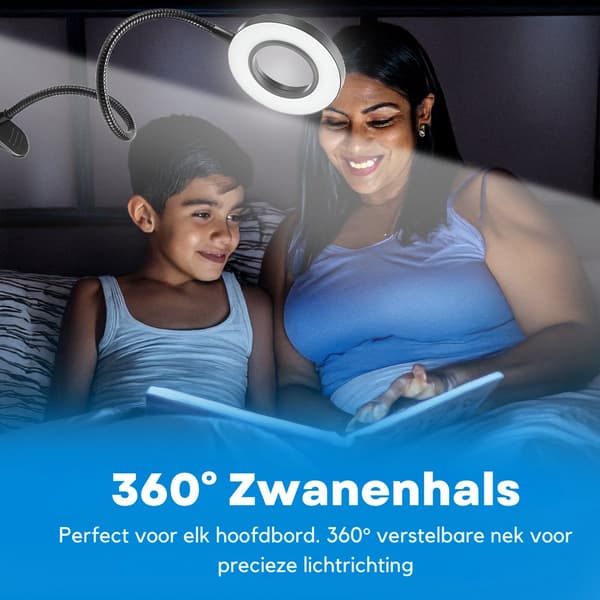 Sengelæselampe - Clip-on lampe - Sengelæselampe - 3 lystilstande - Boglæselampe